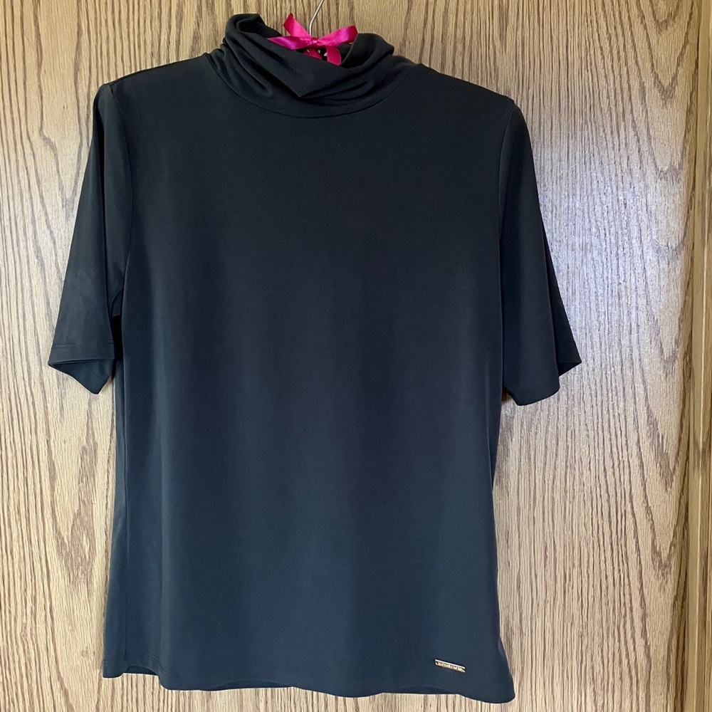 Michael Kors Green Short-Sleeve Turtleneck Top